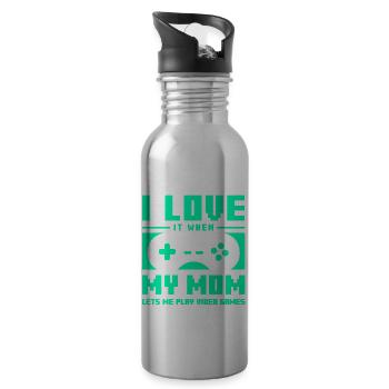 I Love It When My Mom Lets Me Play Video Games - Trinkflasche mit integriertem Trinkhalm - Lightsilver - Rechts