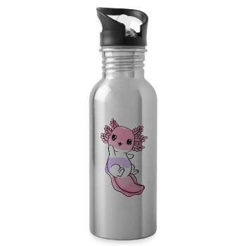 Pomosexuelle Flagge Axolotl Haufen Kawaii - Trinkflasche mit integriertem Trinkhalm - Lightsilver - Rechts