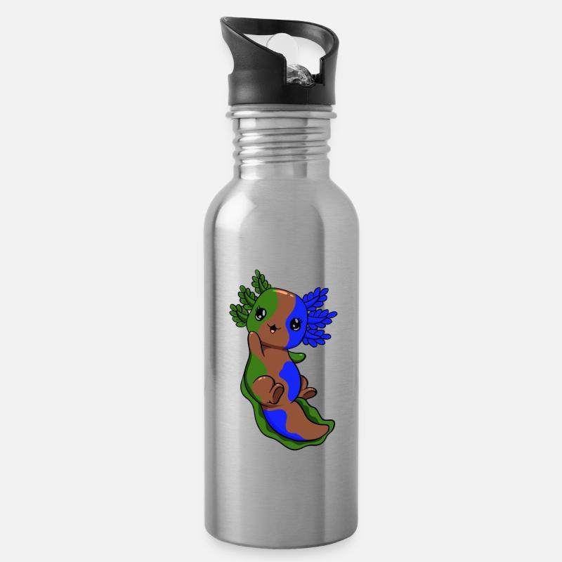 Drapeau sapiosexuel Axolotl Pile Kawaii - Gourde avec paille intégrée - argent clair