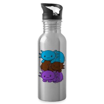 Androsexuelle Flagge Axolotl Haufen Kawaii - Trinkflasche mit integriertem Trinkhalm - Lightsilver - Rechts