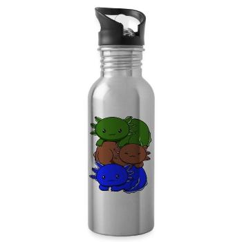 Sapiosexuelle Flagge Axolotl Haufen Kawaii - Trinkflasche mit integriertem Trinkhalm - Lightsilver - Rechts