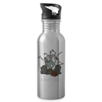 Lustiges Skelett Raving Rave Heavy Metal Goth - Trinkflasche mit integriertem Trinkhalm - Lightsilver - Rechts