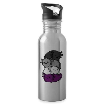 Kawaii Axolotl Bunch Asexual Pride Asexual Fl - Gourde avec paille intégrée - argent clair - Droite