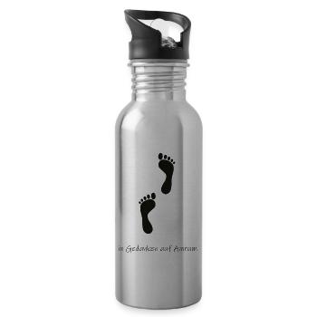 In Gedanken auf Amrum - Trinkflasche mit integriertem Trinkhalm - Lightsilver - Rechts