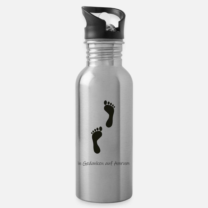 In Gedanken auf Amrum - Trinkflasche mit integriertem Trinkhalm - Lightsilver