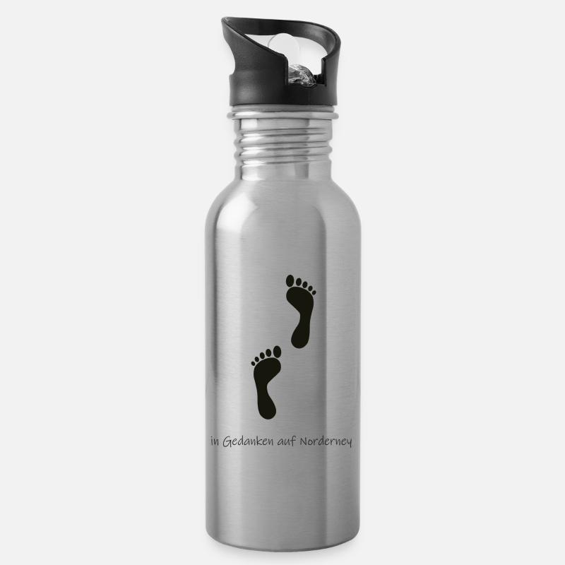 In Gedanken auf Norderney - Trinkflasche mit integriertem Trinkhalm - Lightsilver