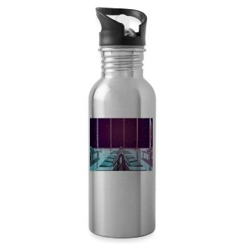 Anemoiacore Aesthetic Border Space Weirdcore - Water bottle with straw - silver - Right