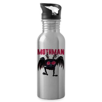 Mothman Kryptide Kryptozoologie - Trinkflasche mit integriertem Trinkhalm - Lightsilver - Rechts