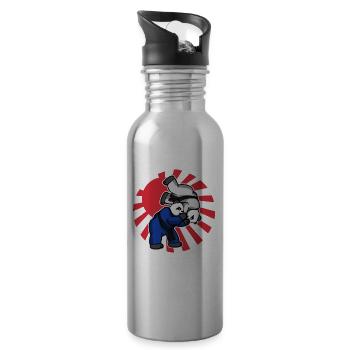 Judo Panda Fighters - Judoka Judoist - Trinkflasche mit integriertem Trinkhalm - Lightsilver - Rechts