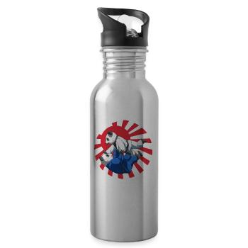 Kämpfende Judo-Pandas - Judoka Martial Arts Japan - Trinkflasche mit integriertem Trinkhalm - Lightsilver - Rechts