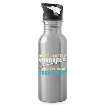 Don't Flatter Yourself I Was Looking At Your Veins - Trinkflasche mit integriertem Trinkhalm - Lightsilver - Rechts