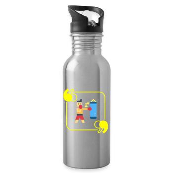 Boxing Pixel - Boxer Geschenkidee - Trinkflasche mit integriertem Trinkhalm - Lightsilver - Rechts