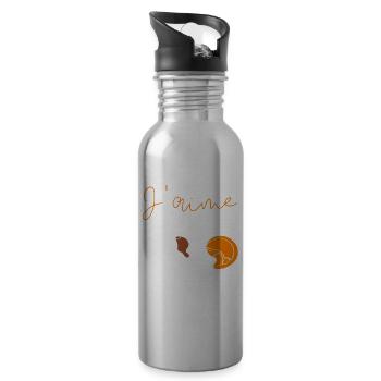 équitation cheval - idee cadeau cavalière - Gourde avec paille intégrée - argent clair - Droite