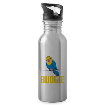 Sei Kein Judgie Budgie Papageienvogel - Trinkflasche mit integriertem Trinkhalm - Lightsilver - Rechts