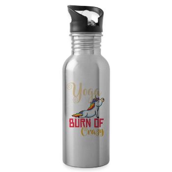 Yoga Unicorn Beginner Workout Quotes Meditation - Water bottle with straw - silver - Right