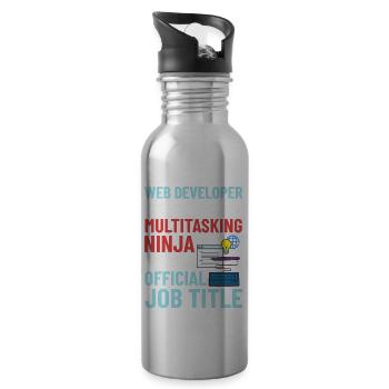 Web Entwicklung Webentwickler Entwickler Manager - Trinkflasche mit integriertem Trinkhalm - Lightsilver - Rechts