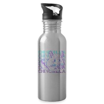 Chinchilla Retro Cadeau - Gourde avec paille intégrée - argent clair - Droite