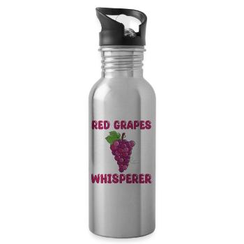 Red Grape Whisperer - Water bottle with straw - silver - Right