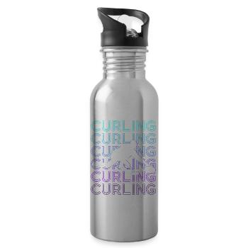Curling Retro Gift - Water bottle with straw - silver - Right