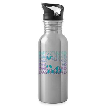 Dackel Retro Geschenk - Trinkflasche mit integriertem Trinkhalm - Lightsilver - Rechts