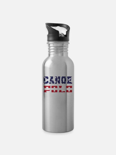 Kanupolo USA - Trinkflasche mit integriertem Trinkhalm - Lightsilver
