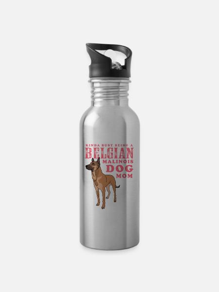 Belgian Malinois Mom Hundebesitzer Geschenk - Trinkflasche mit integriertem Trinkhalm - Lightsilver