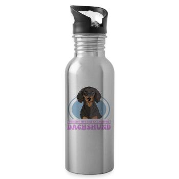Dachshund Mom Dackel Hundebesitzer Geschenk - Trinkflasche mit integriertem Trinkhalm - Lightsilver - Rechts