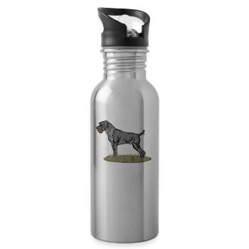 German Wirehair I Hunting Dog Pointing Dog Gift - Water bottle with straw - silver - Right