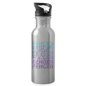 Fencing Fencing Retro Gift - Water bottle with straw - silver - Right