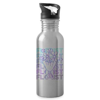 Florist Floristry Retro Gift - Water bottle with straw - silver - Right