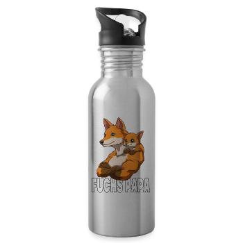 Fuchs Papa und Baby Papa Vatertag für einen Papa - Trinkflasche mit integriertem Trinkhalm - Lightsilver - Rechts