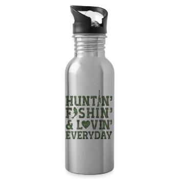 Hunting Fishing Loving Every Day - Trinkflasche mit integriertem Trinkhalm - Lightsilver - Rechts