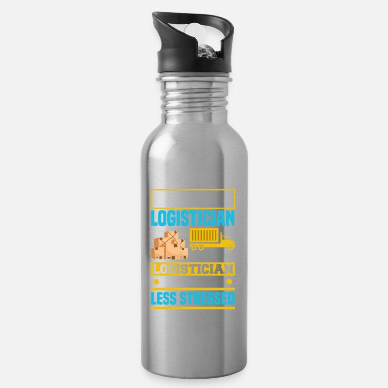 Logistics Logistician Retired Logistician - Water bottle with straw - silver