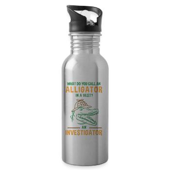 What Do You Call An Alligator In A Vest? An - Trinkflasche mit integriertem Trinkhalm - Lightsilver - Rechts
