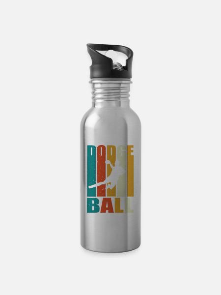 Dodgeball - Trinkflasche mit integriertem Trinkhalm - Lightsilver