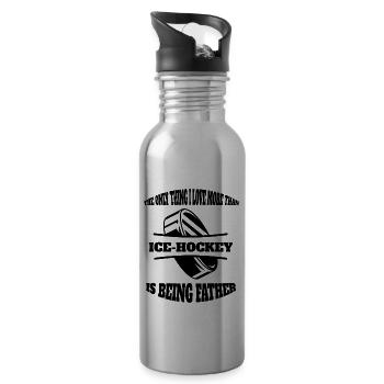 Eishockey Vater Wintersport Papa Eishockeyteam Dad - Trinkflasche mit integriertem Trinkhalm - Lightsilver - Rechts