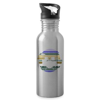 Cadeau de batteur de batterie - Gourde avec paille intégrée - argent clair - Droite