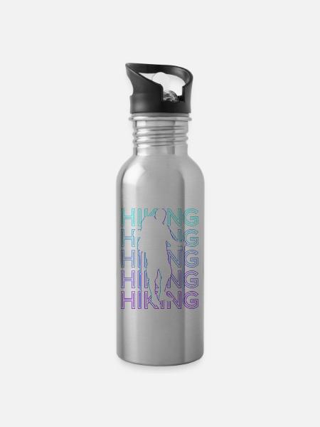 Wandern Wanderer Wanderer Retro - Trinkflasche mit integriertem Trinkhalm - Lightsilver