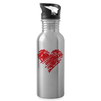 Flugzeug Pilot Fliegen Herz Reiseziel I Geschenk - Trinkflasche mit integriertem Trinkhalm - Lightsilver - Rechts