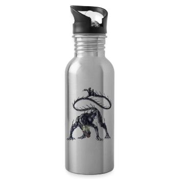 Aztec Mythical Creature Ahuizotl - Water bottle with straw - silver - Right