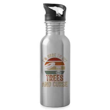 I'm here to play Trees Disc Golf Vintage Ultimate - Water bottle with straw - silver - Right