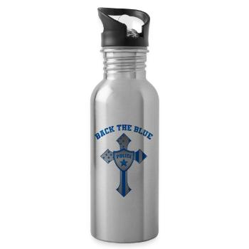 Law Enforcement Back The Blue Law Enforce - Trinkflasche mit integriertem Trinkhalm - Lightsilver - Rechts