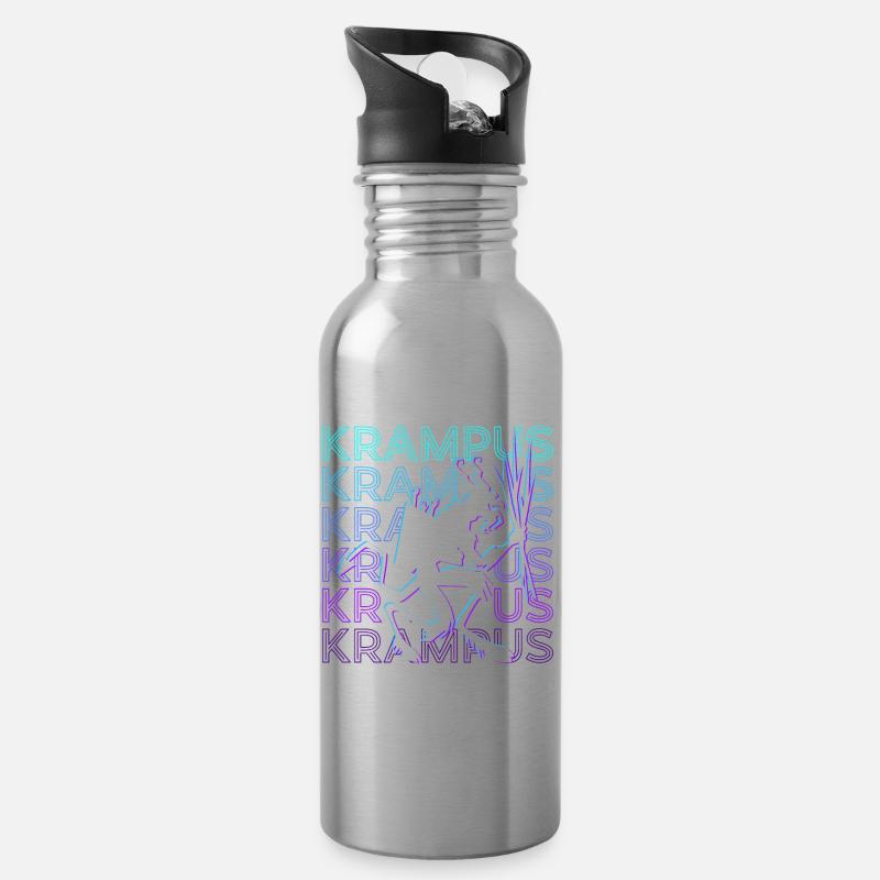 Krampus Weihnachten Retro - Trinkflasche mit integriertem Trinkhalm - Lightsilver