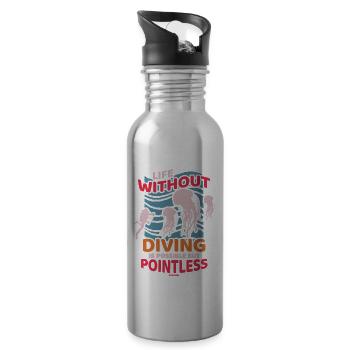 Tauchen Scuba Tauchlehrer Urlaub Sommer Geschenk - Trinkflasche mit integriertem Trinkhalm - Lightsilver - Rechts