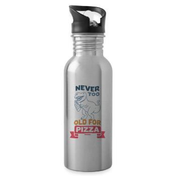 Never Too Old For Pizza Dino T-Rex - Trinkflasche mit integriertem Trinkhalm - Lightsilver - Rechts