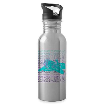 Massagetherapeutin Massagetherapie Masseurin Retro - Trinkflasche mit integriertem Trinkhalm - Lightsilver - Rechts