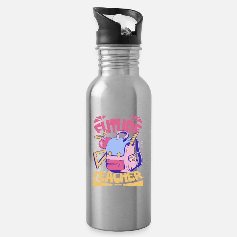 Future Teacher - Trinkflasche mit integriertem Trinkhalm - Lightsilver