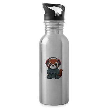 Nerv Nicht Bin Am Zocken Roter Panda - Computer - Trinkflasche mit integriertem Trinkhalm - Lightsilver - Rechts