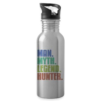Retro Vintage Man. Myth. Legend. Hunter. Design - Trinkflasche mit integriertem Trinkhalm - Lightsilver - Rechts