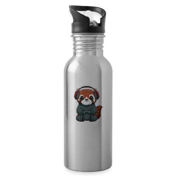 Streamen Videospiele Roter Panda - Computer Spiele - Trinkflasche mit integriertem Trinkhalm - Lightsilver - Rechts